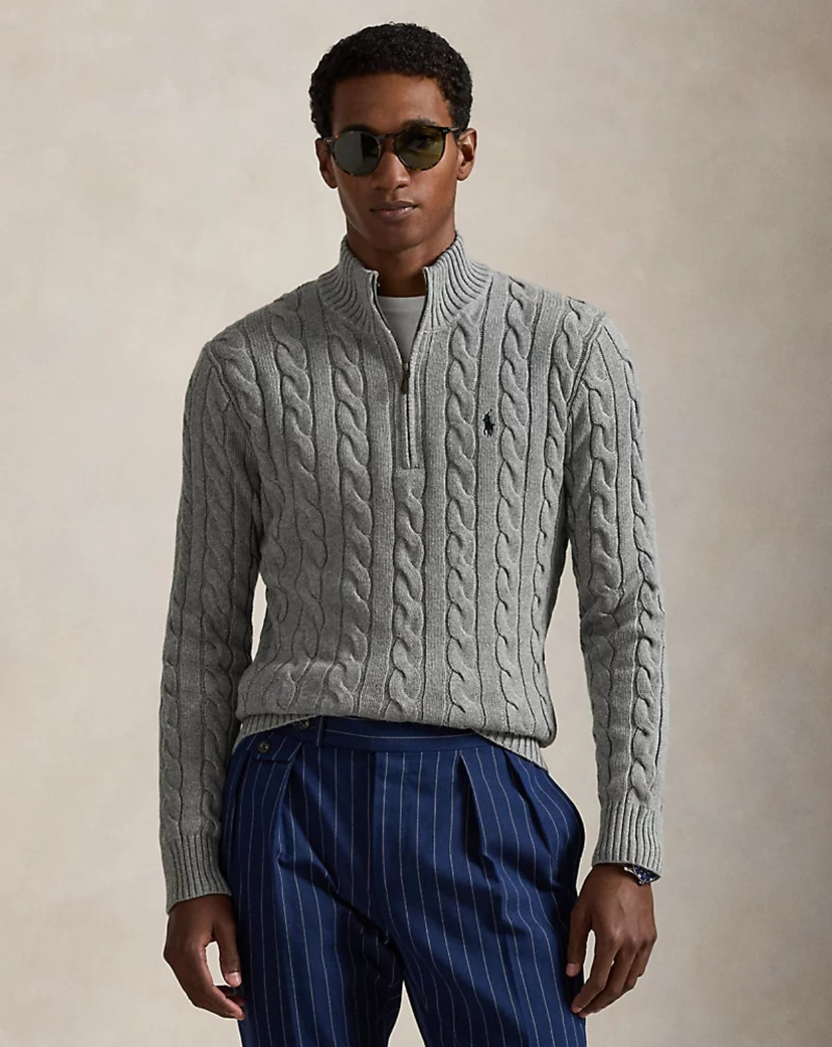 Maglione Uomo a Trecce con Mezza Zip - immagine 4