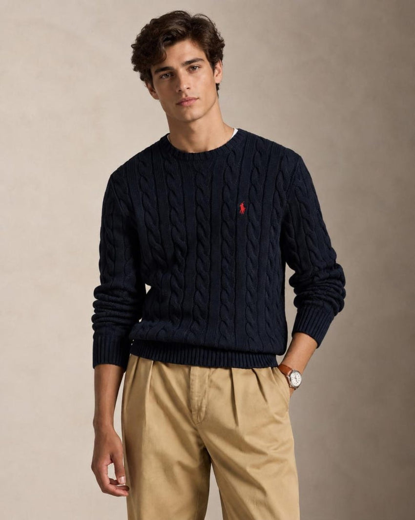 Maglione Uomo Girocollo a Trecce