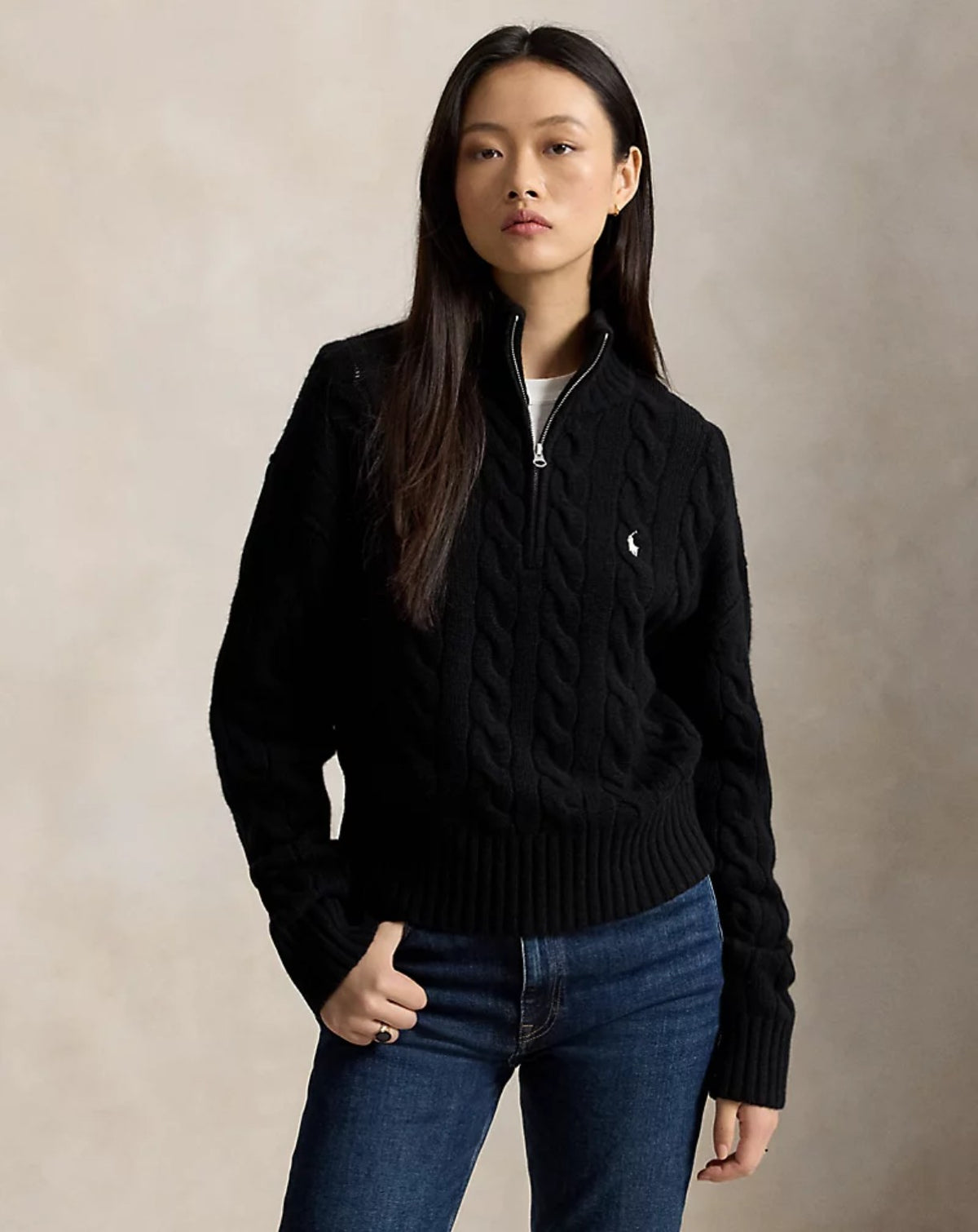 Maglione Donna a Trecce con Mezza Zip - immagine 5