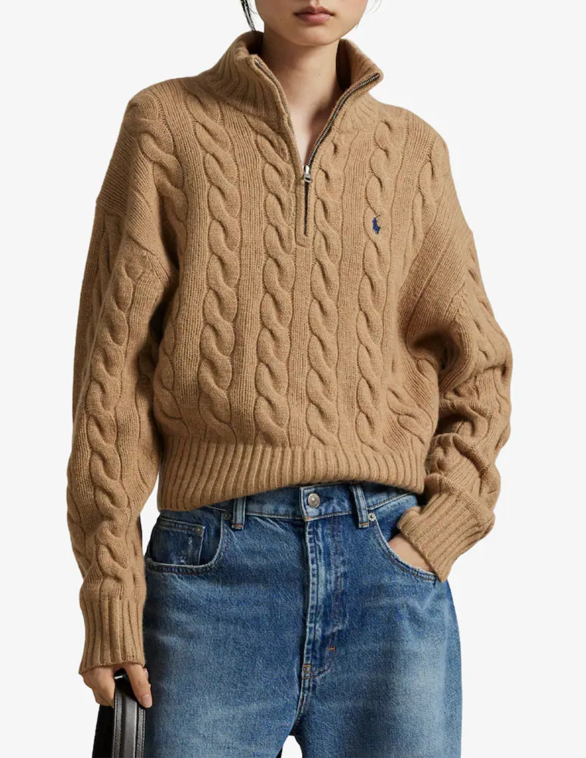 Maglione Donna a Trecce con Mezza Zip - immagine 4